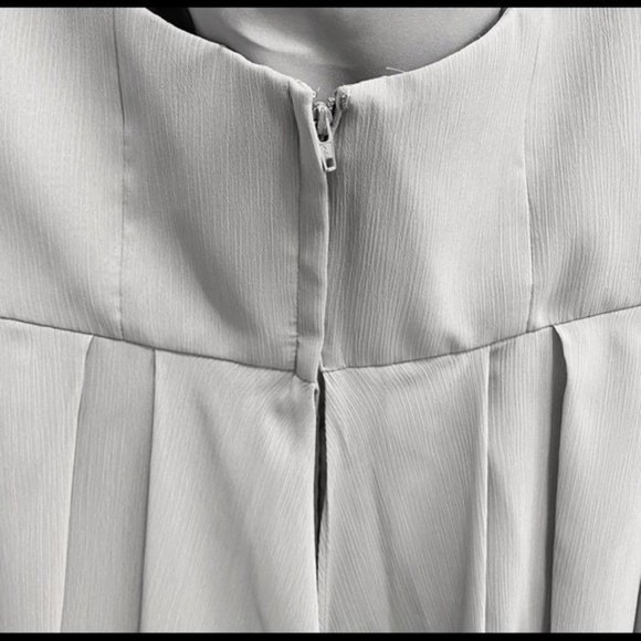 David's Bridal NWT Gray Strapless Knee Length Chiffon Prom Bridal Dress Size 8 - Picture 6 of 12